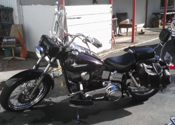 Harley Davidson Fat Boy with chrome spoked wheels